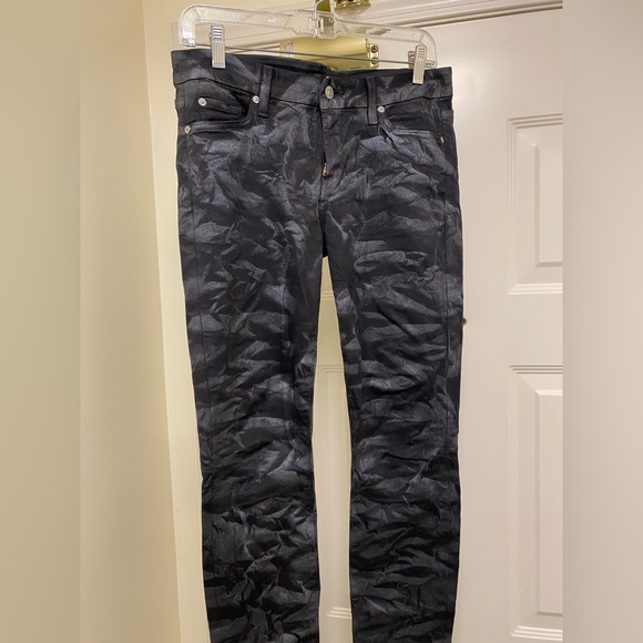 Black Coated Crinkled Cotton Skinny Jeans - Picture 4 of 8